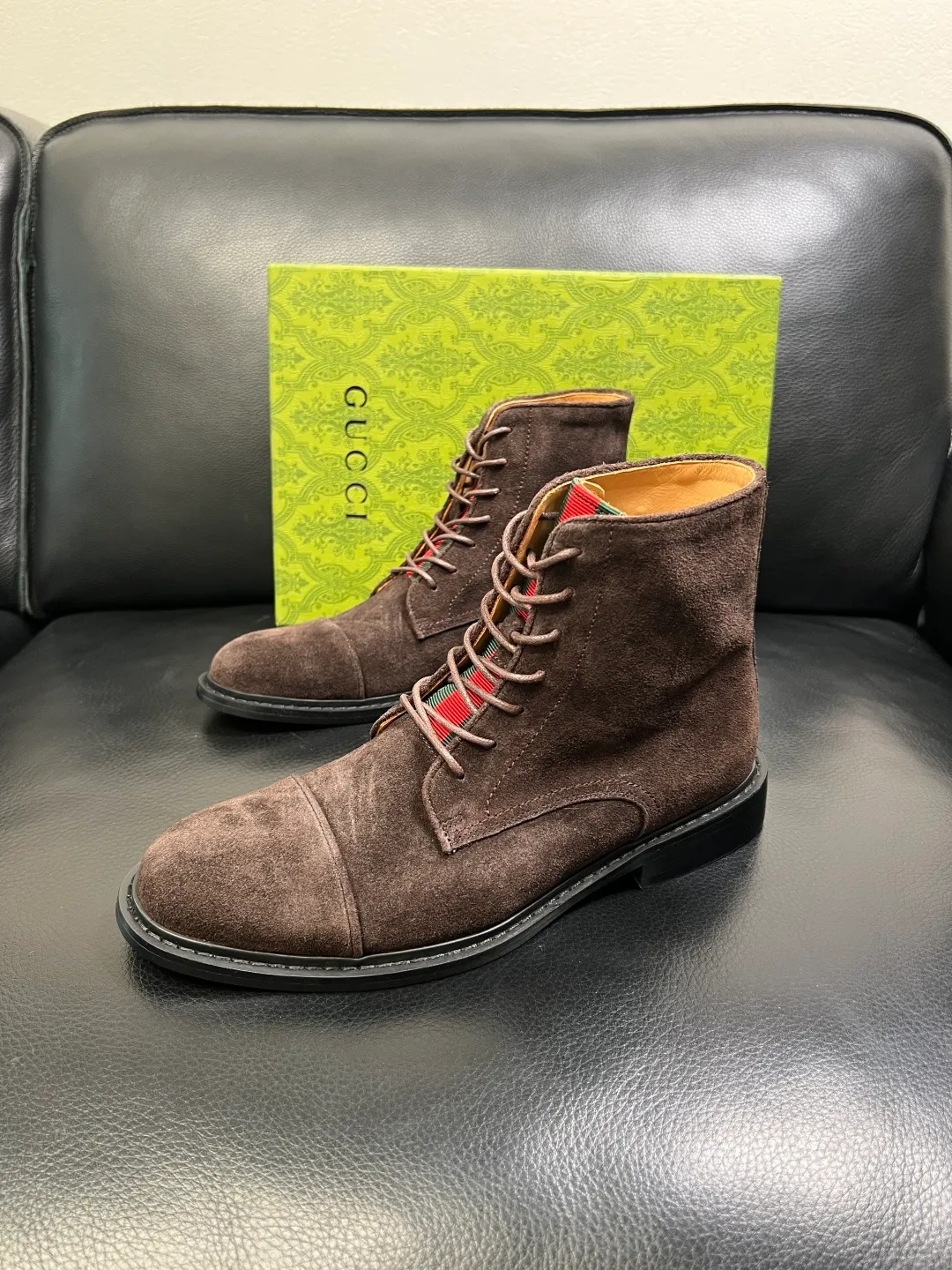 Men's shoes 💰900 Gucci High-quality top crafts Gucci Leather shoes and boots high-top series counter synchronization Original factory configuration, original cowhide imported from Italy, imported water-dyed cow lining, soles: original factory special supply original sole super comfortable, original factory and single goods High quality, welcome to compare and synchronization at the counter, code number 39-44 (customized 45)